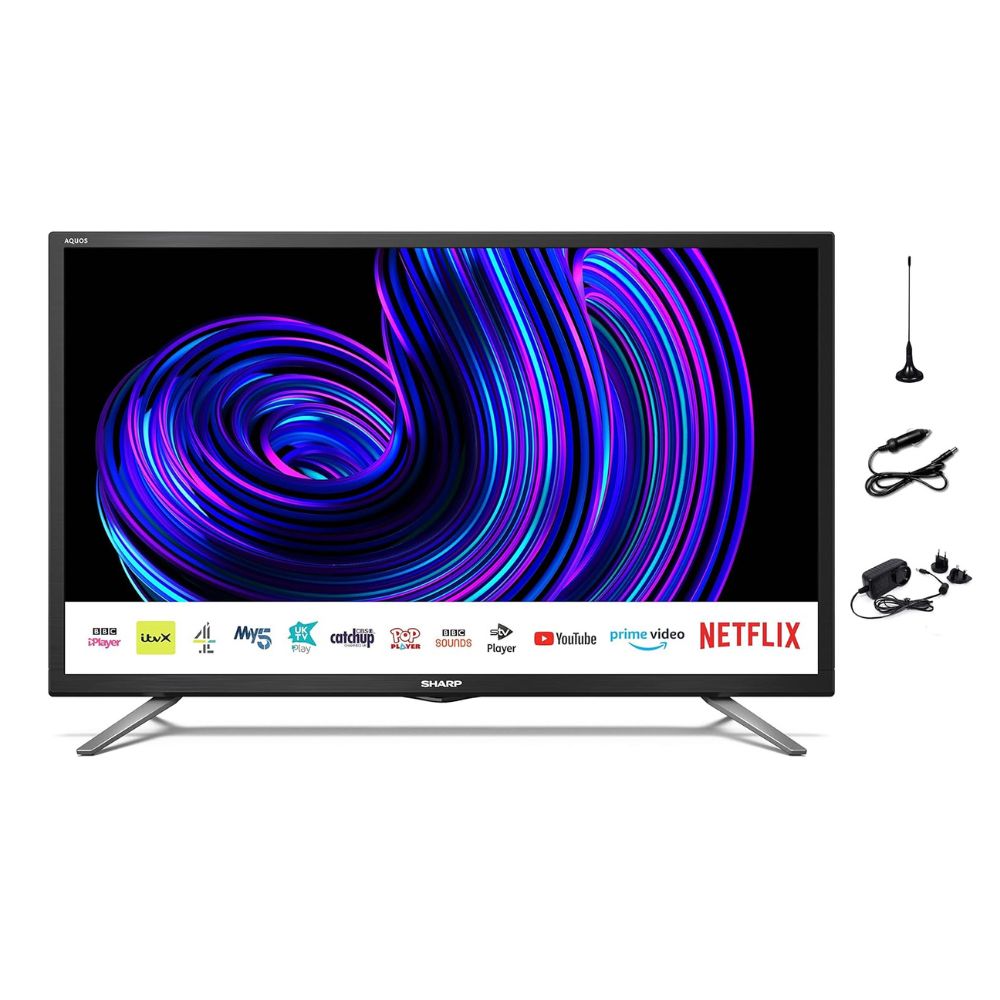 Sharp 24" Smart LED 12v/24v TV with Freeview Play, Prime, Netflix, Satellite, Saorview - 1T-C24EE2KF2UBM
