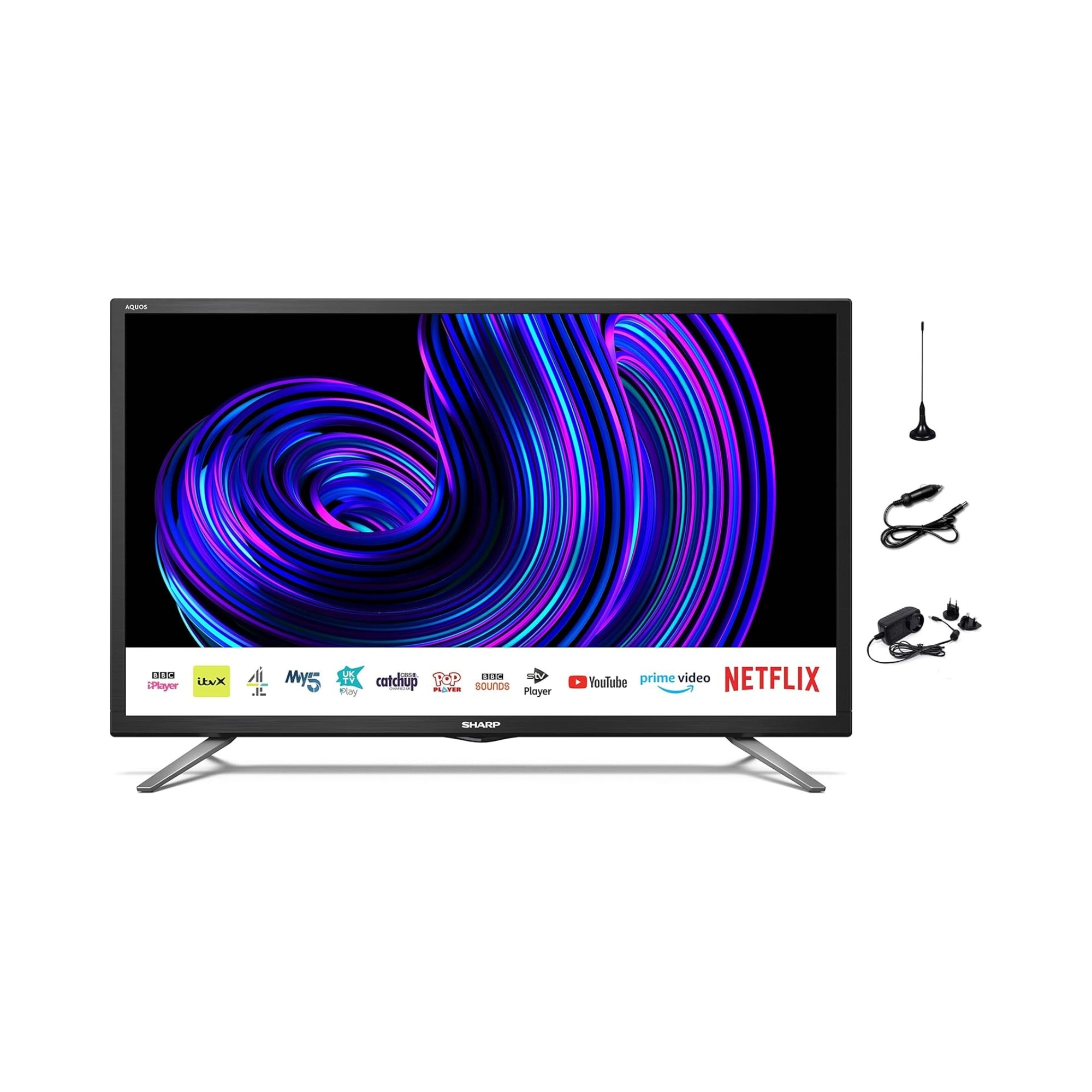 Sharp 24 inch Smart LED 12v/24v TV with Freeview Play, Prime, Netflix, Satellite, Saorview - 1T-C24EE2KF2UBM