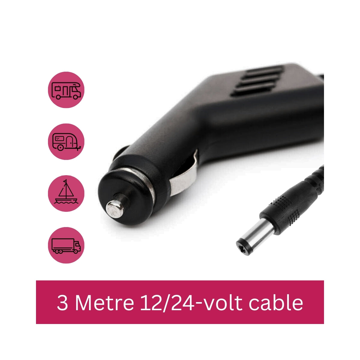 3M Long Power Supply 12V/24V 3A DC adapter (Compatible with Whitemoore TV) - 3 Meter