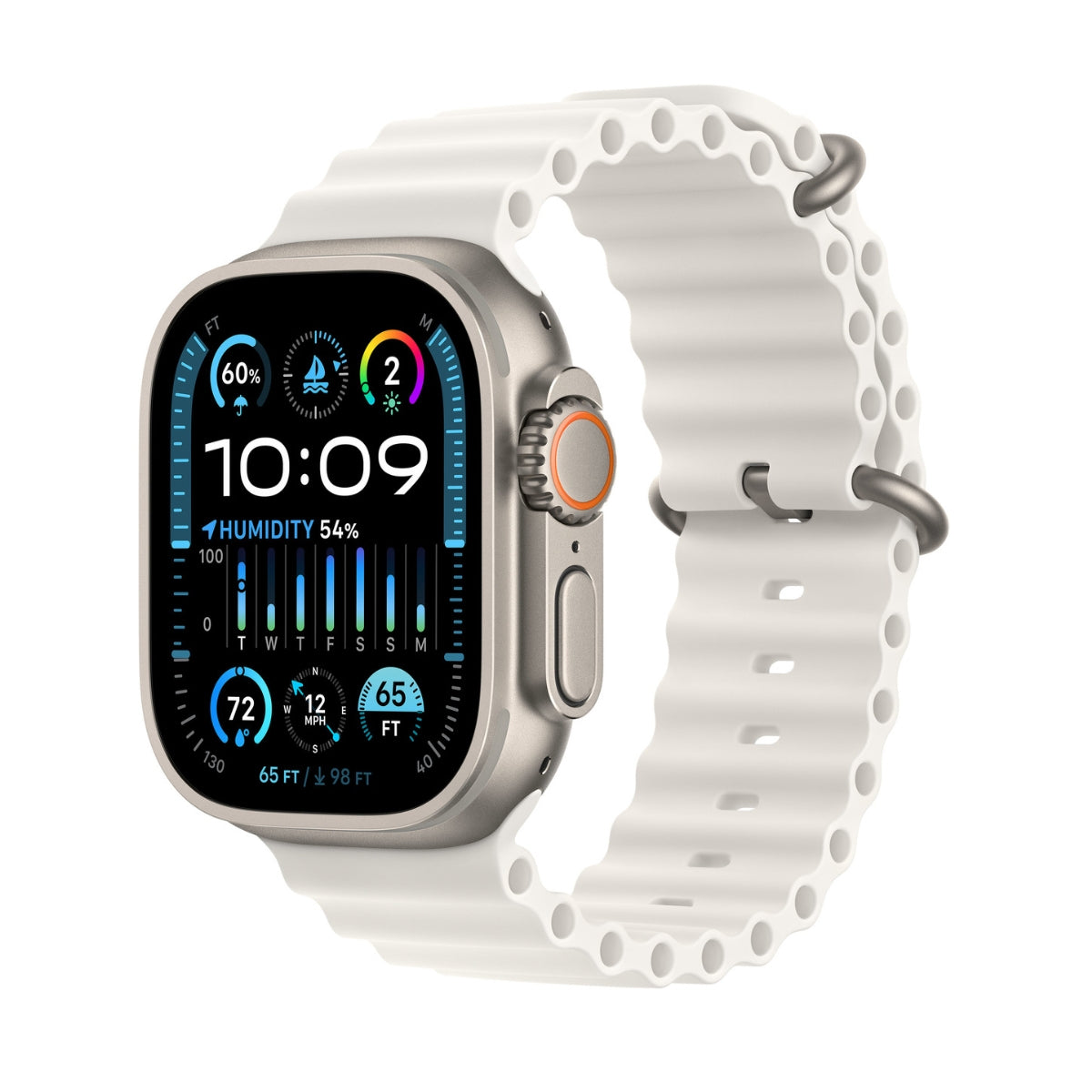 Apple Watch Ultra 2 Cellular, 49mm Titanium With White Ocean Band - MREJ3B/A