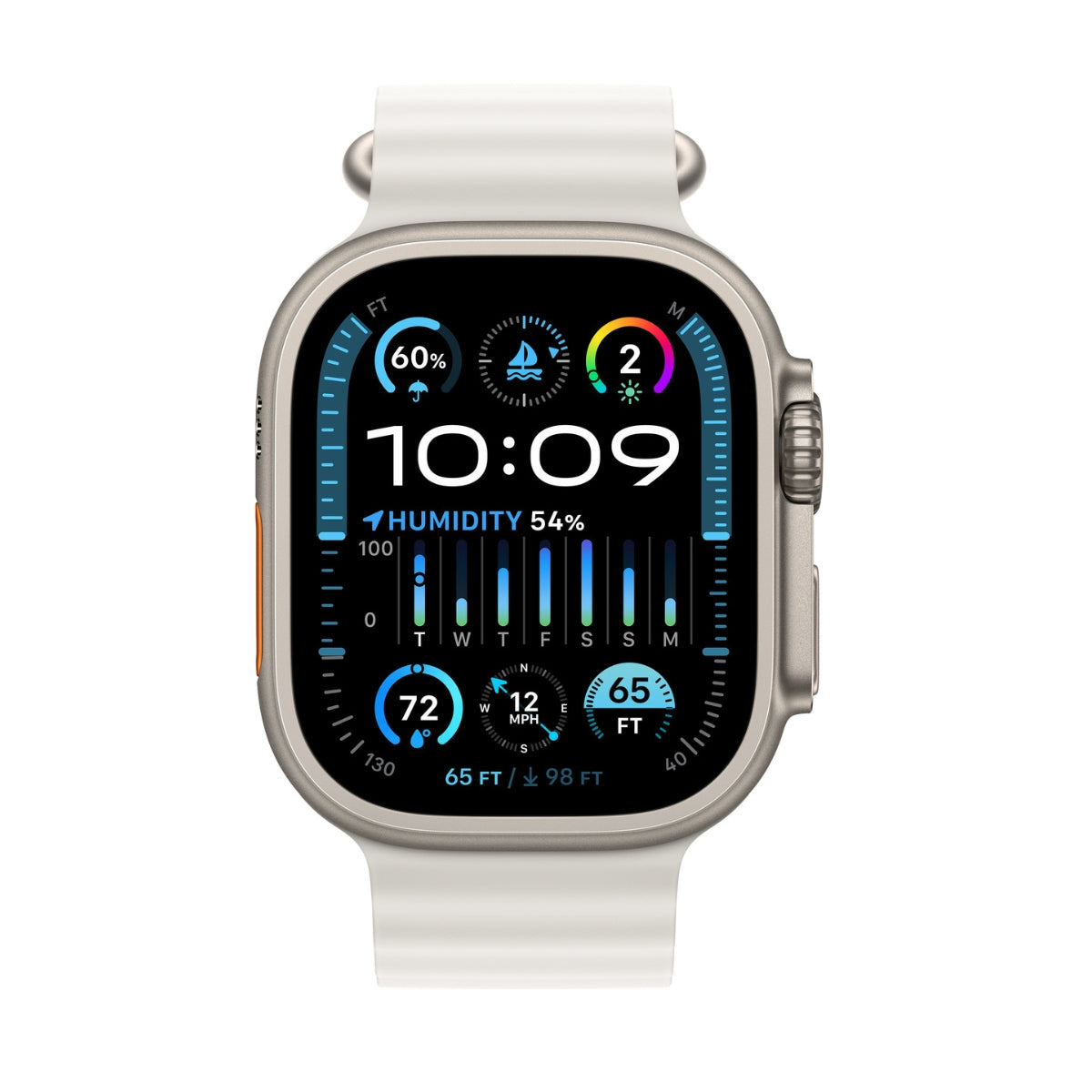 Apple Watch Ultra 2 Cellular, 49mm Titanium With White Ocean Band - MREJ3B/A