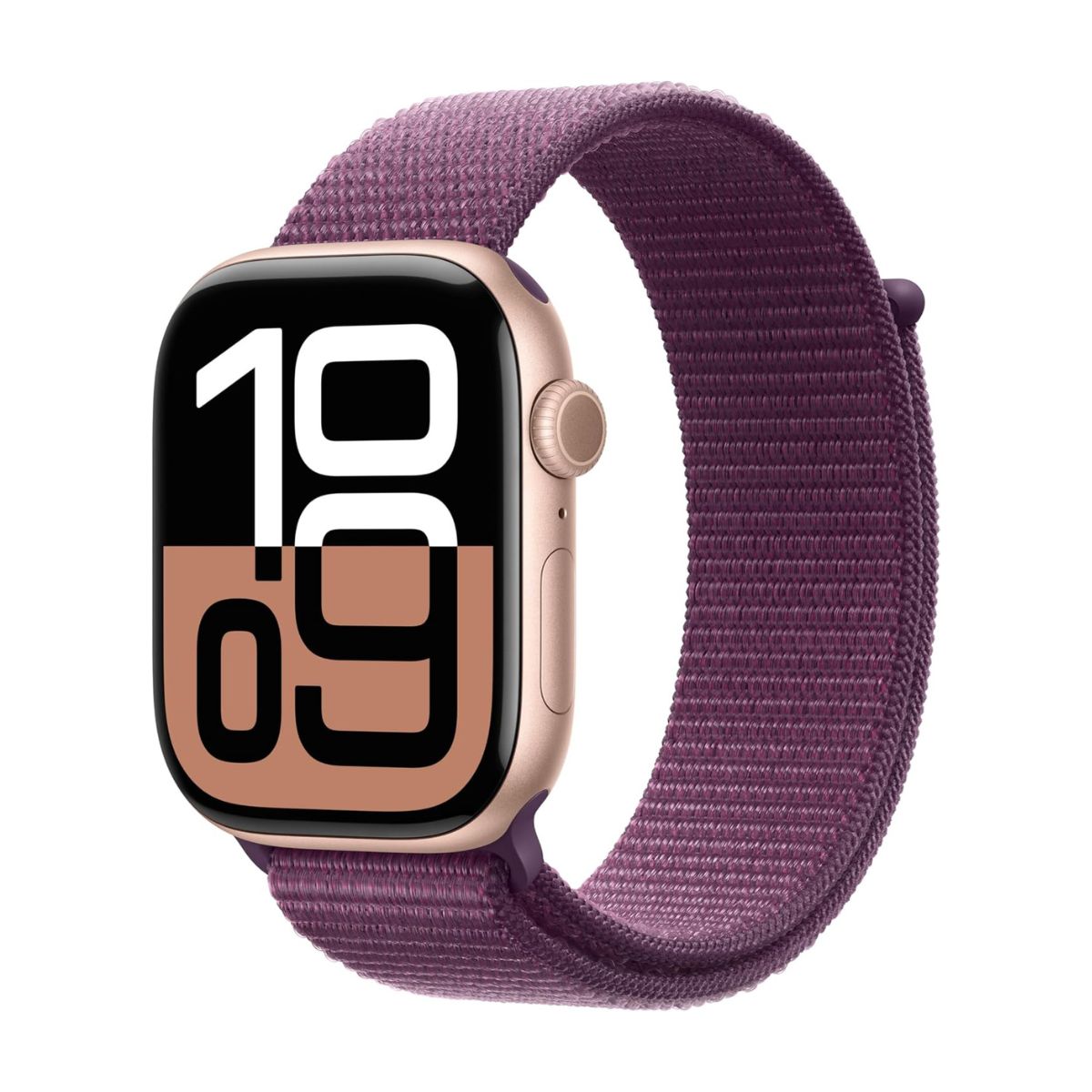 Apple Watch Series 10 GPS 46mm Rose Gold Aluminium Case Plum Sport Loop MWWV3QA/A