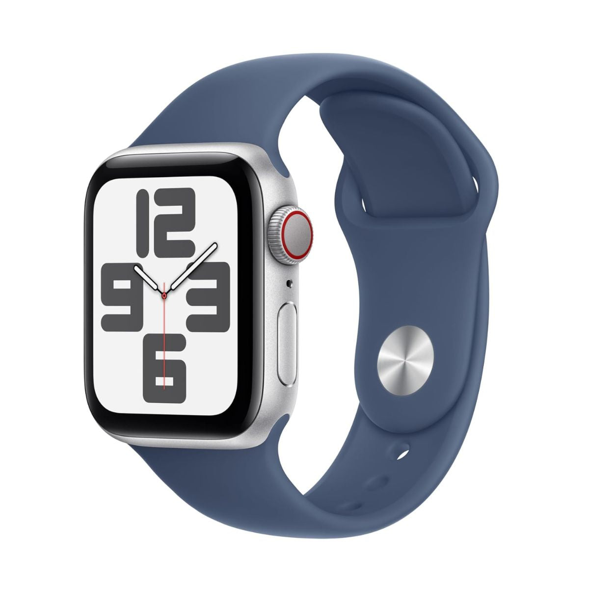 Apple Watch SE (2nd Gen) Cellular 40mm Silver Case Denim Sport Band (S/M) MXGF3QA/A