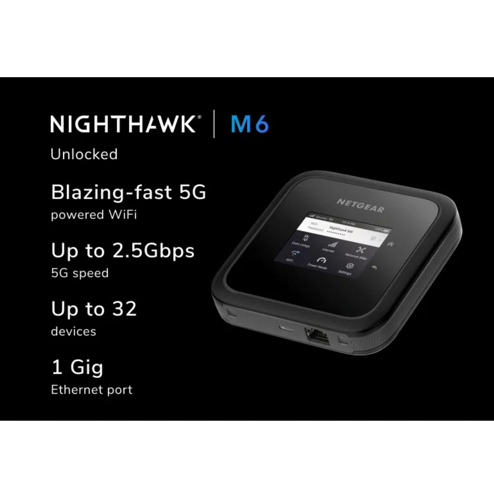 NETGEAR Nighthawk M6 5G Mobile Hotspot - WiFi 6 Mobile Router - Unlocked - MR6110-111EUS (EU)