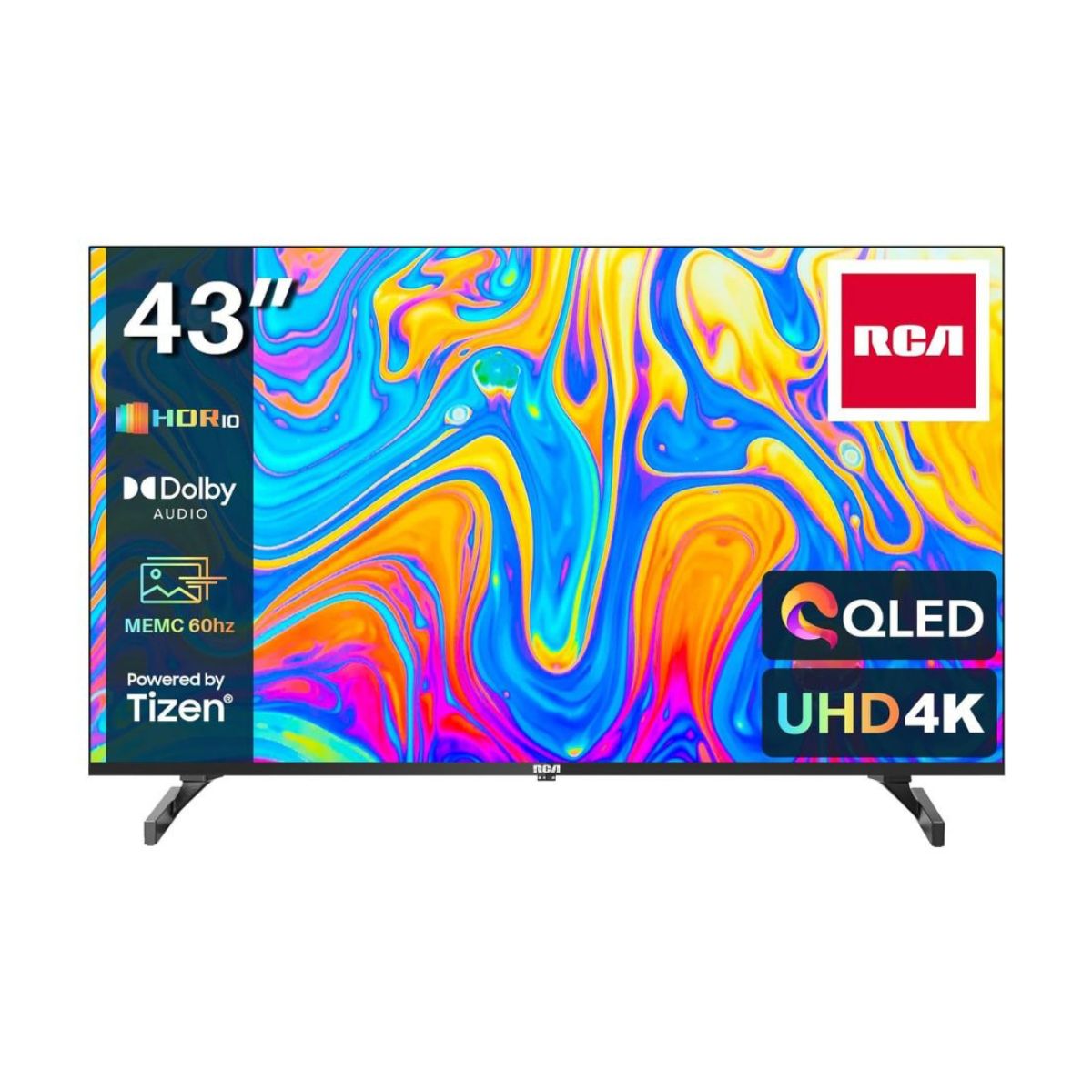 RCA 43" QLED UHD Smart TV, 4K HDR10, Tizen OS TV with Samsung TV Plus, 3 x HDMI 2 x USB WiFi Bluetooth - RTQ43UN1