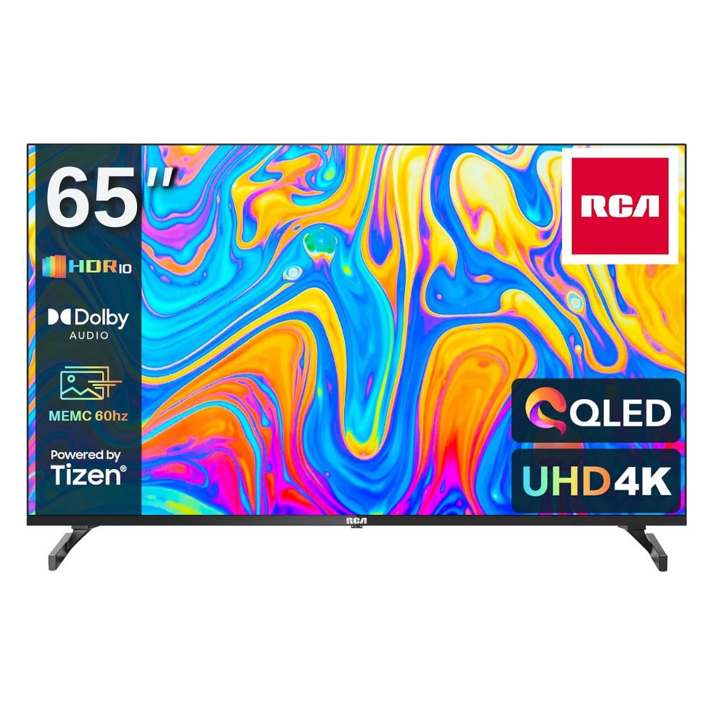 RCA 65" QLED UHD Smart TV, 4K HDR10, Tizen OS TV with Samsung TV Plus, 3 x HDMI 2 x USB WiFi Bluetooth - RTQ65UN1