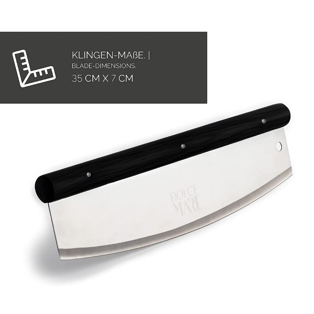 DOLCE MARE Pizza Cutter - Pizza Rocker Blade - Pizza Knife with Extra Sharp Stainless Steel Blade - Black Oak SG-JANRI-0039