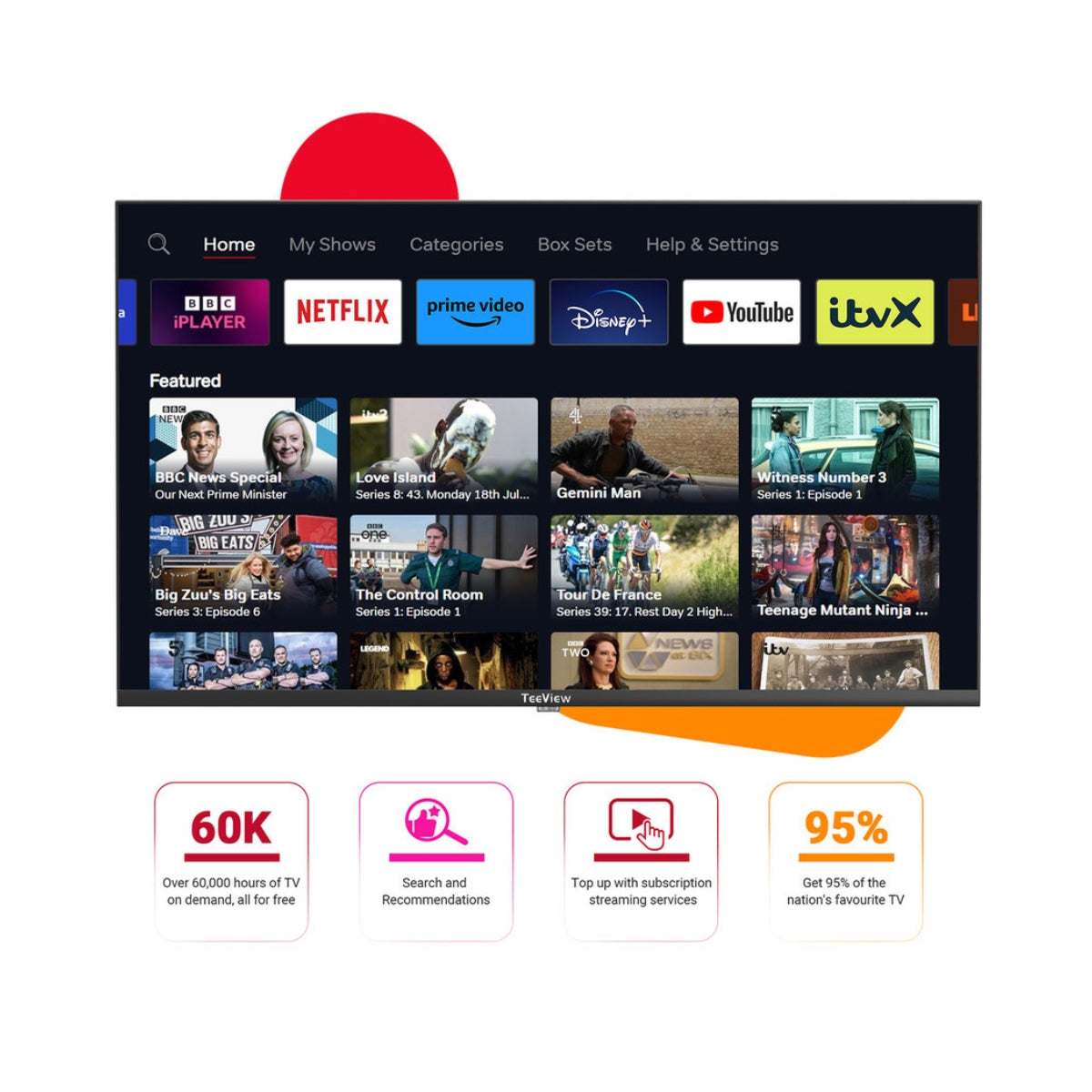 TeeView 55 inch UHD 4K Smart TV HDR10 Tizen OS - TV55QUT