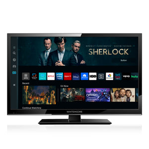 Smart TV displaying a streaming platform interface with various app icons.