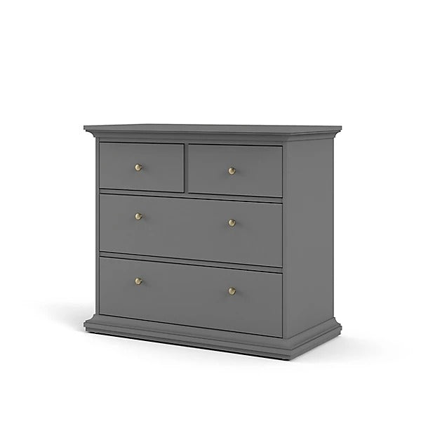 Tvilum Paris Matt grey 4 Drawer Chest of drawers (H)869mm (W)962mm (D)485mm