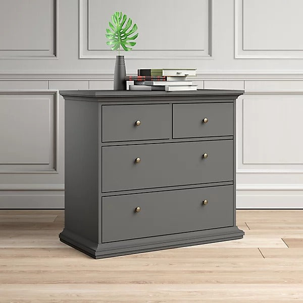 Tvilum Paris Matt grey 4 Drawer Chest of drawers (H)869mm (W)962mm (D)485mm