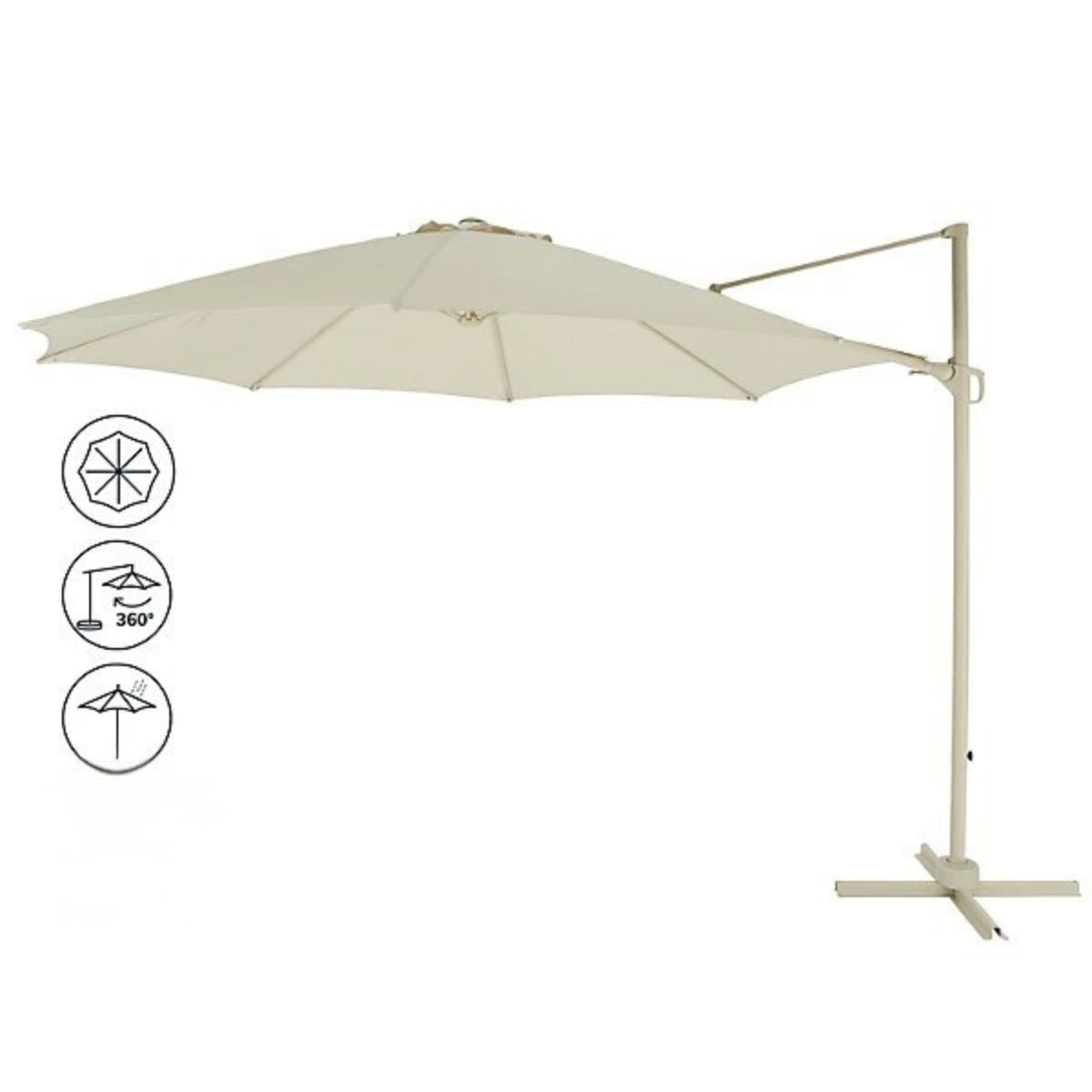 Mallorca (H) 2.55m Cream Overhanging Parasol