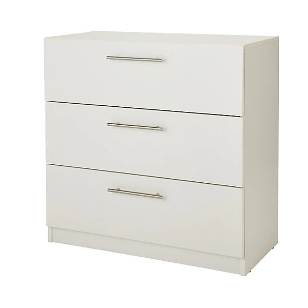 Vinova Matt white 3 Drawer classic Chest of drawers (H)795mm (W)800mm (D)401mm