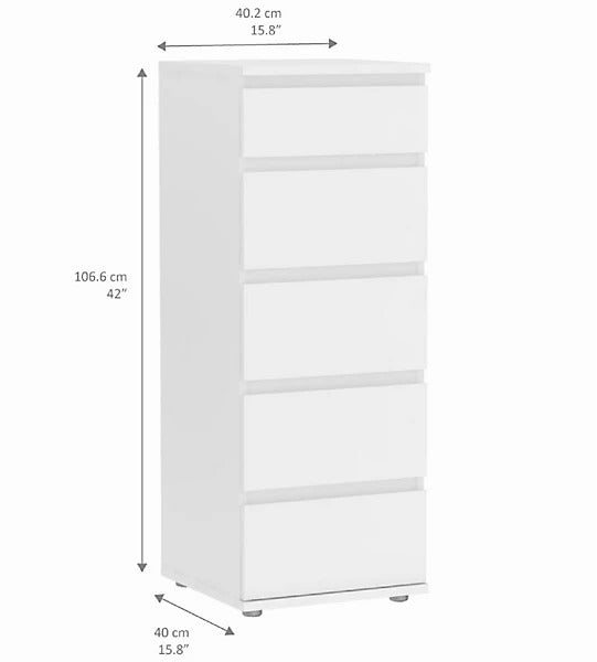 Nova Matt white 5 Drawer Chest of drawers (H)1065mm (W)400mm (D)400mm