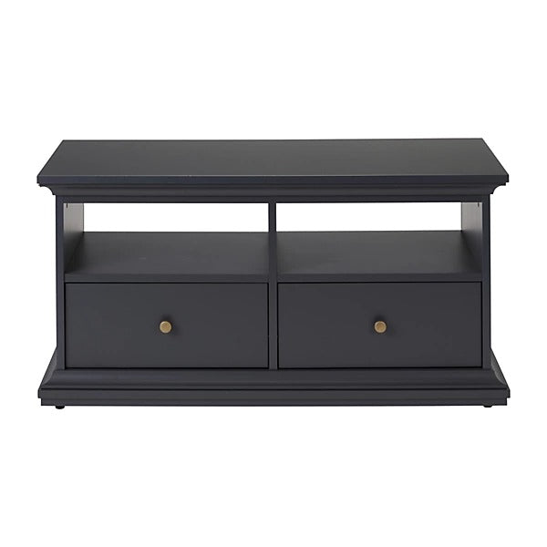 Tvilum Paris Grey TV stand with 2 shelves, (H)50.7cm x (W)102cm x (D)41.6cm
