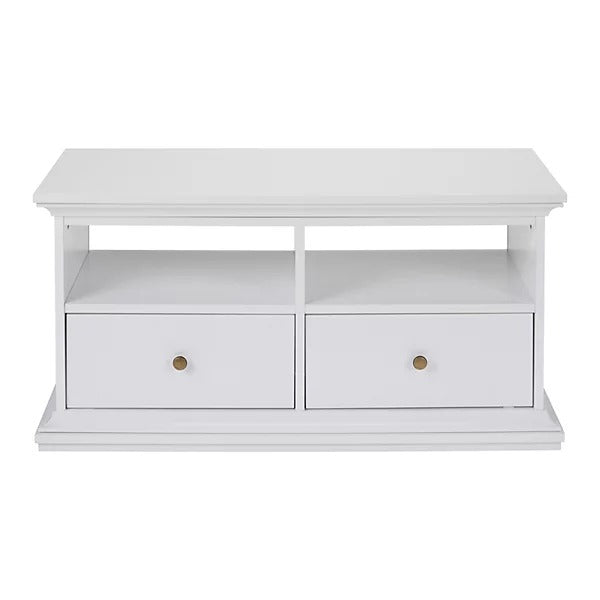 Tvilum Paris White TV stand with 2 shelves (H)50.7cm x (W)102cm x (D)41.6cm