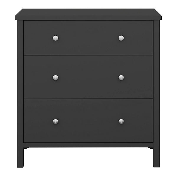Valenca Satin black MDF 3 Drawer Wide Chest of drawers (H)840mm (W)800mm (D)410mm