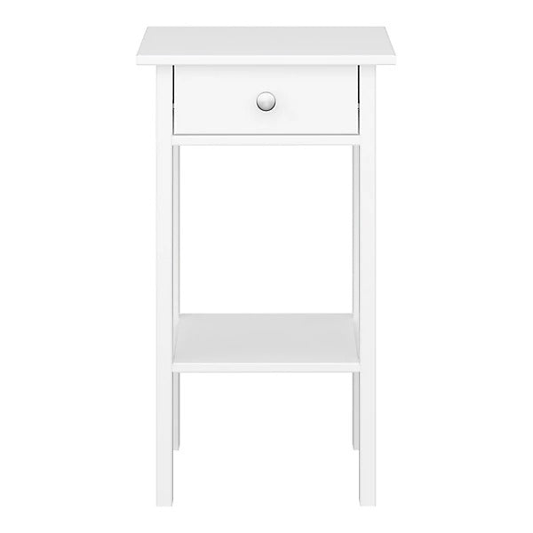 Valenca Satin White MDF 1 Drawer Bedside table (H)700mm (W)400mm (D)354mm