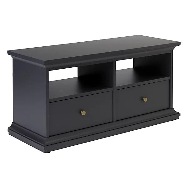 Tvilum Paris Grey TV stand with 2 shelves, (H)50.7cm x (W)102cm x (D)41.6cm