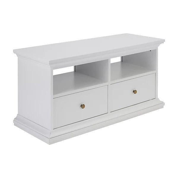 Tvilum Paris White TV stand with 2 shelves (H)50.7cm x (W)102cm x (D)41.6cm
