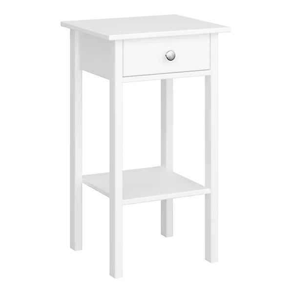 Valenca Satin White MDF 1 Drawer Bedside table (H)700mm (W)400mm (D)354mm
